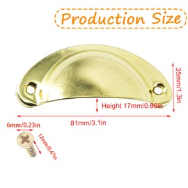 Ruidee Pack of 12 Shell Handle Drawer Handles Drawer Handles with Screws for Kitchen Cabinet, Furniture, Cupboard (Gold)