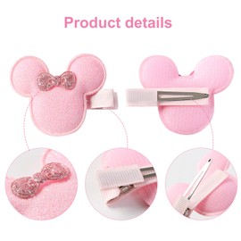 4 Pack Mouse Ears Hair Clips Large Girls Women Hair Accessories Glitter Mouse Bow Barrettes Kids Cosplay Birthday Party Decorations