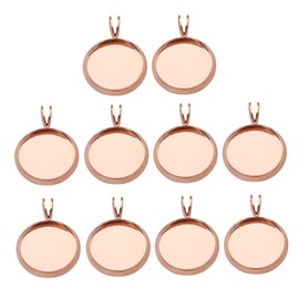 TEHAUX 30pcs Bezel Pendant Trays for Jewelry Making Creative Copper Trays for Custom Photo Pendants Crafts Rose Gold Inner