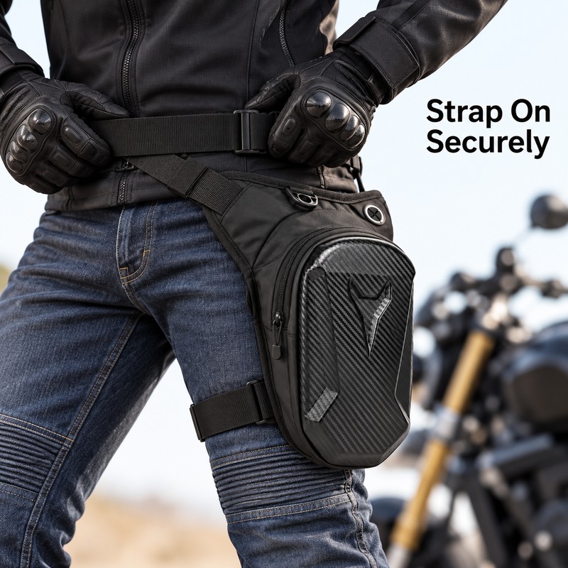 Motorcycle Leg Bag for Riders, Water-Resistant Thigh Pack with Adjustable