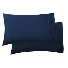 Elegant Comfort Luxury Ultra-Soft 2-Piece Pillowcase Set - 1500 Premium Hotel Quality Microfiber Double Brushed - Wrinkle Resistant, Standard/Queen, Navy Blue