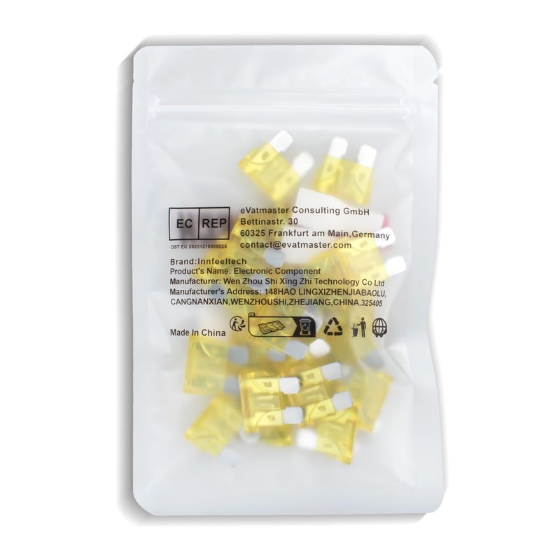 Innfeeltech 25pcs Standard Car Fuse Blade Fuse 20A with 2