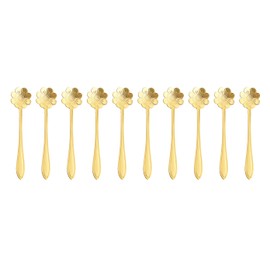 10 Pieces Stainless Steel Flower Spoon, Creative Gold Dessert Spoons, Coffee Spoons, Coffee Stirrers, Tea Spoon, Sugar spoon, Ice Cream Spoon (Cosmos flower)