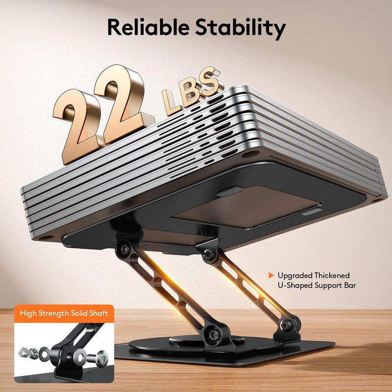 TECKNET Laptop Stand for Desk, 360 Rotating Base, Ergonomic Foldable