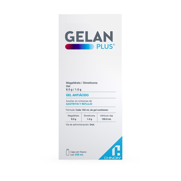 Gelan Plus GEL ANTIÁCIDO 250 ml, Auxiliar síntomas de GASTRITIS y REFLUJO.