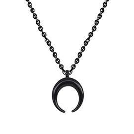 Eigso Gothic Moon Pendant Chain Choker Collar for Women Men Punk Goth Vintage Emo Necklace for Woman Man