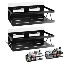 Yoniccal Spice Rack for Rrefrigerator Kitchen Home Organization and Storage Adhesive Rack (2 Pack,Black)