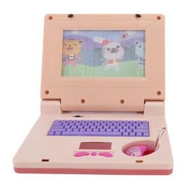 Learning Laptop Electronic Toy F¨¹R, 19 x 15.7 x 3.8 cm, P?Dagogical LED Music Electronic Cognitive Development Simulation Computer Toy (Pink Non-Retractable Mouse)