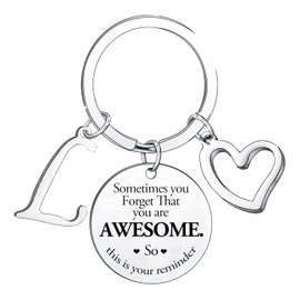 BESPMOSP Sometimes You Forget You're Awesome Letter Keyring Encouragement Initial Alphabet Keychain Inspirational Keychain (L)