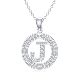 Molioaki Women's 925 Silver Necklace with Letter Pendant Letter Chain 45 + 5 cm Length Zircon Letter Alphabet Choker Chain Jewellery Gift for Women Valentine's Day Birthday, Cubic Zirconia