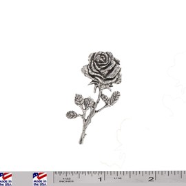 Handcrafted Antique Pewter Rose with Stem Premium Strong Magnet Gift for Home Office School Classroom Refrigerator Whiteboard Locker - Made in USA - SKU A137PRMAG