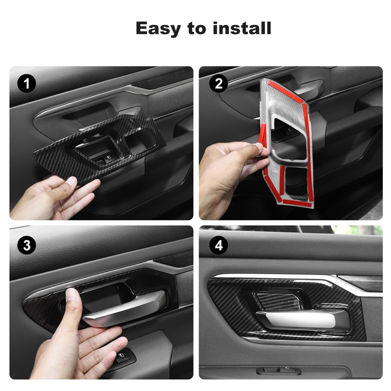 SQQP Carbon Fiber Inner Door Handle Bowl Cover Trim Frame
