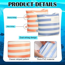 JellyArch 4 Pcs Arm Floaties PVC Inflatable Arm Band Striped Pool Floats Sleeves Swimming Arm Float Rings for Adult Girls and Boys Water Sports Learning Swim Training Summer Beach Party (Orange, Blue)