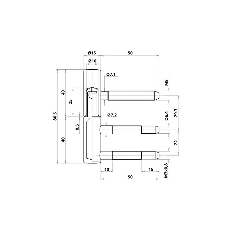 Door Hinge TB 2064 Black 2-Piece Powder Coated with Nylon
