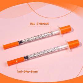 20 Pack 1ml Syringes with 29Gx8mm Plastic Multiple Uses Measuring Tools, Individually Wrapped