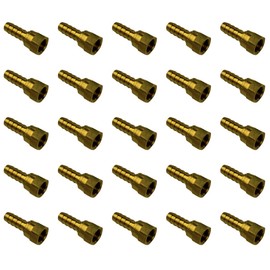 EDGE INDUSTRIAL 3/8" Hose ID to 3/8" 37° JIC Female Flare Brass Crimped Swivel Connector Fuel/AIR/Water/Oil/Gas/WOG (Qty 25)