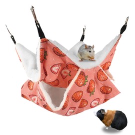 LYART Guinea Pig Rat Ferret Hammock and Warm Bed Small Pet Hideout Tunnel Cave Hanging Bunkbed Hammock Cage Toy for Hamster Sugar Glider Squirrel (1.Hammock)