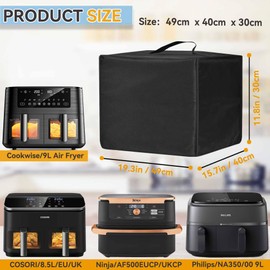 Air Fryer Dust Cover, Heat-Resistant Waterproof And Dust-Proof 600D Nylon Material, Suitable For Protecting NinjaAF500UKCP/Cookwise 9L/COSORI 8.5L/PhilipsNA350/00 9L Air Fryer