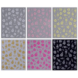 JMEOWIO 12 Sheets Colorful Flower Nail Art Stickers Decals Self-Adhesive Nail Supplies Design Decoration Accessories