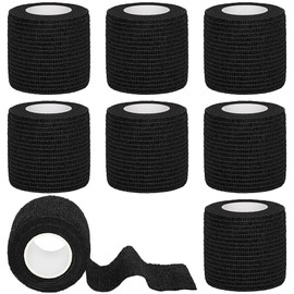 Tindobewan 8 Rolls Cohesive Bandage 2” x 5 Yards Self Adherent Bandage Wrap Breathable Vet Tape Elastic Adhesive Bandage for Sports, Wrist, Ankle, Tattoo Wraps(Black)