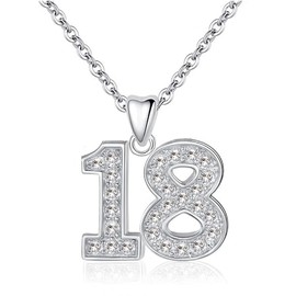 LSDesigns 18th Necklace Pendant & Chain 925 Sterling Silver with Clear White Crystals 18 Birthday Gift for Women Her Girls Daughter Sister Gift boxed