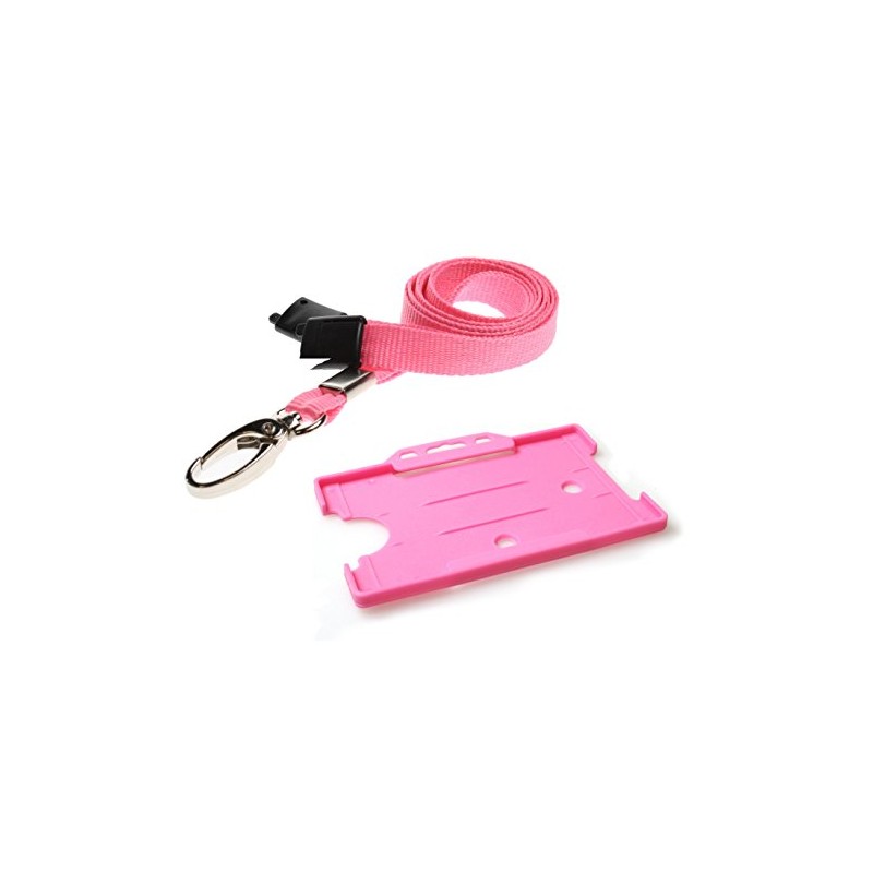 Pink ID Card Holder and Pink Lanyard Neck Strap with