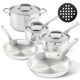 Duxtop Whole-Clad Tri-Ply Stainless Steel Induction Cookware Set, 9PC Kitchen Pots and Pans Set