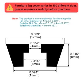 sourcing map Pack of 9 Chair Leg Caps Rubber Feet Bumper Buffer Chopping Board Pad with Metal Disc Diameter 17 x 15 x Height 8 mm