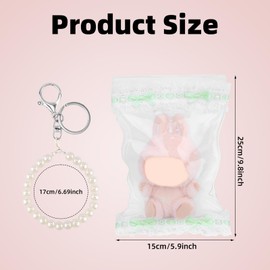 Tinoaly Clear Figure Display Bag, 5.9x9.8 Inch Waterproof Doll Display Box Bag PVC Transparent Doll Carrying Protective Case with Pearl Keychain for Toy Travel Storage Accessories