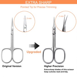 THRAU Cuticle Scissors Extra Fine for Women and Men, Profession Stainless Steel with Precise Pointed Tip Grooming Blades, Manicure, Pedicure, or Trim Nail, Eyebrow, Eyelash, and Dry Skin