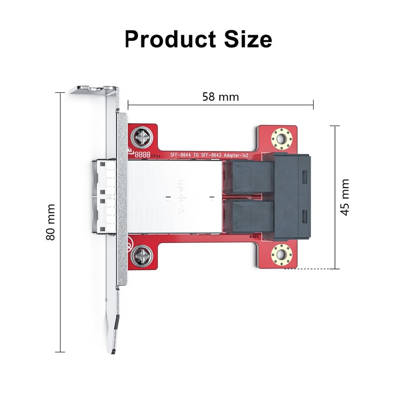 10Gtek Mini SAS Adapter SFF-8643 to SFF-8644 Dual Port Mini