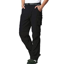 JOMLUN Men’s Hiking Pants Zip Off Cargo Pants Lightweight Quick Dry Convertible Outdoor Shorts Black