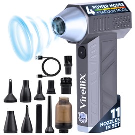 2in1 Electric Air Duster&Vacuum Cleaner - 150,000 RPM Compressed Air Duster with 4 Modes, Portable Air Blower & Rechargeable, Mini Blower for Computer, Keyboard, Electronics (Aircraft-Grade Aluminum)