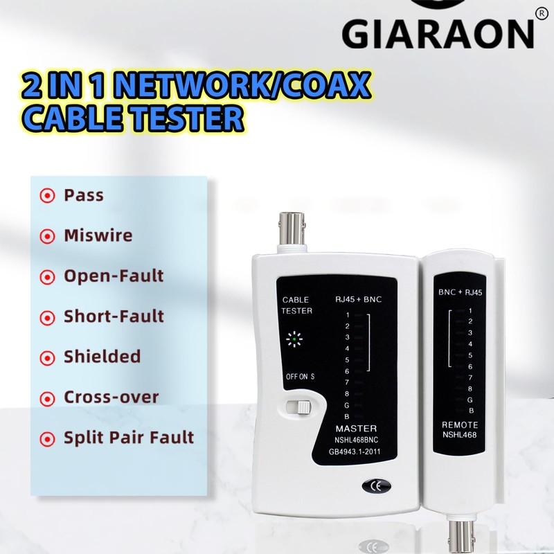 Coaxial Coax Cable Tester Portable BNC RJ59 RJ45 cat5 cat5e