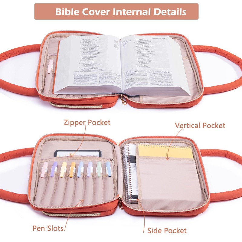 APOFFICE Quilted Bible Cover with Highlighters & Bible Tabs –