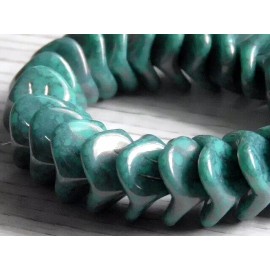 Czech 8 - 12x10mm CZECH GLASS TURQUOISE BLUE SPECKLED GREY LUSTER 3 PETAL BELL FLOWER