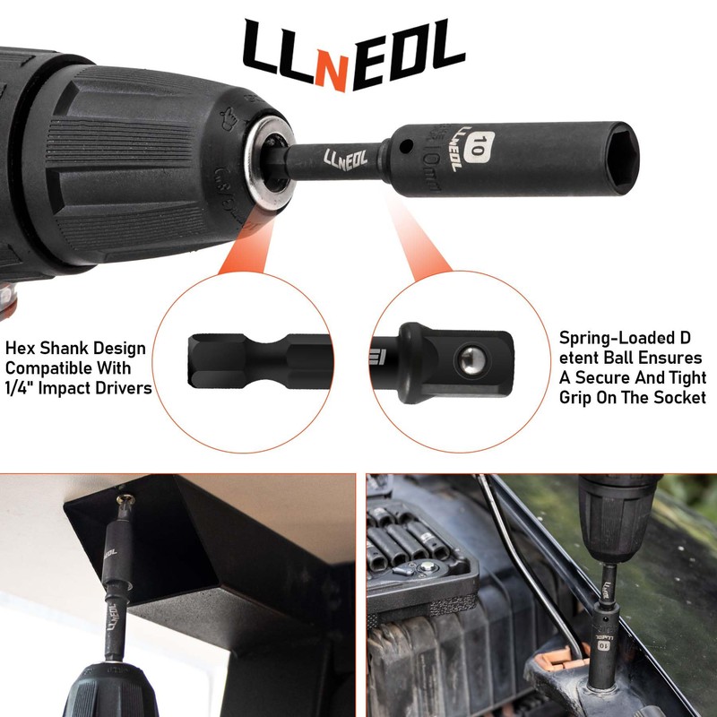 LLNEDL 1/4 inch Impact Socket Set, 63 Piece Drive Socket