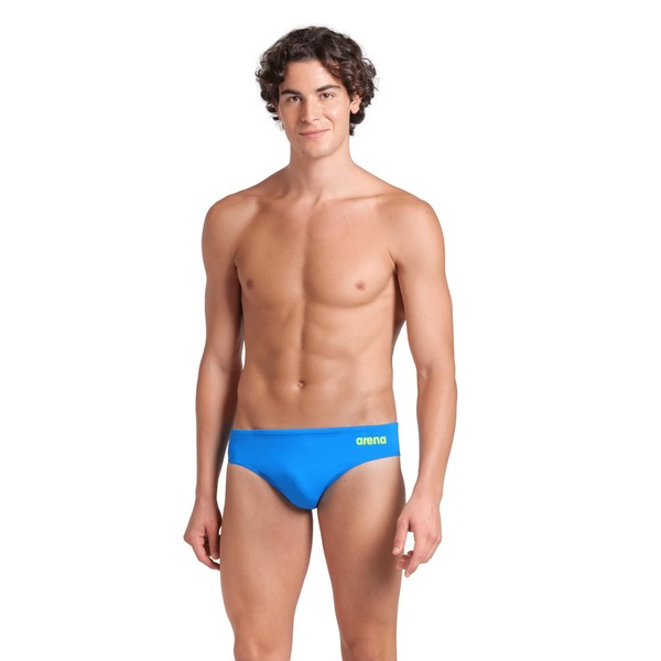 Arena Men's Team Swim Briefs Solid, Blue River-Artic Lime, 40