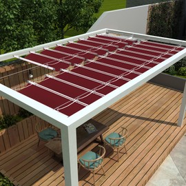 Goleray 4'x5' Retractable Pergola Canopy Replacement Shade Cover Patio Awnings, Waterproof Outdoor Sun Shade Sail with Cable Hardware for Deck Porch Garage Backyard, Red