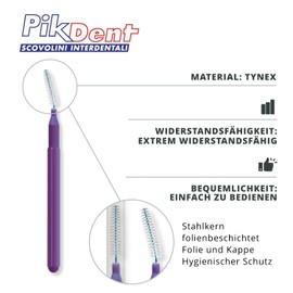 Pikdent -Interdental Brushes - Durable Coated Steel Core and Tynex Bristles - 1st Size: Grey 0.4mm, Cylindrical - 10 Toothbrushes