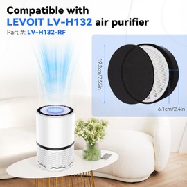 LV-H132 Air Replacement Fil-ters:Compatible with Levoit LV-H132 Purifier,Part # ‎LV-H132-RF, 3 stage Filtration System, 8 Activated Carbon Pre-filter
