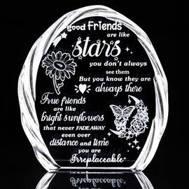 Best Friends Birthday Gifts for Women Friends Female, Engraving Crystal Glass Keepsakes for Bestie Friendship Paperweight Presents for Christmas