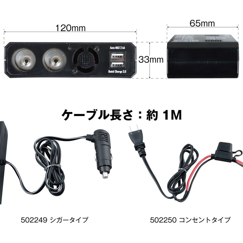 Jet Inoue 502250 DC Converter Socket with USB Outlet Type