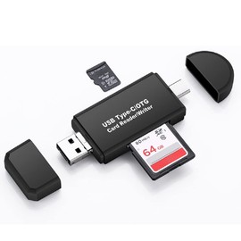 SD Micro SD Card Reader, 3-in-1 USB 2.0 Type C Micro USB Card Reader Adapter, Memory Card Reader for MacBook PC Tablets Smartphones with OTG Function