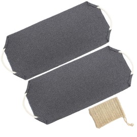 2 Pcs Back Scrubber for Shower and 1PC Soap Bag, Double Layer/Side Back Shower Scrubber with Handles, Deep Exfoliating Back Washer for Men & Women, Scrubbing Strap