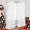 FRAMICS Silver Snowflake Foil Print Sheer Curtains for Living Room,