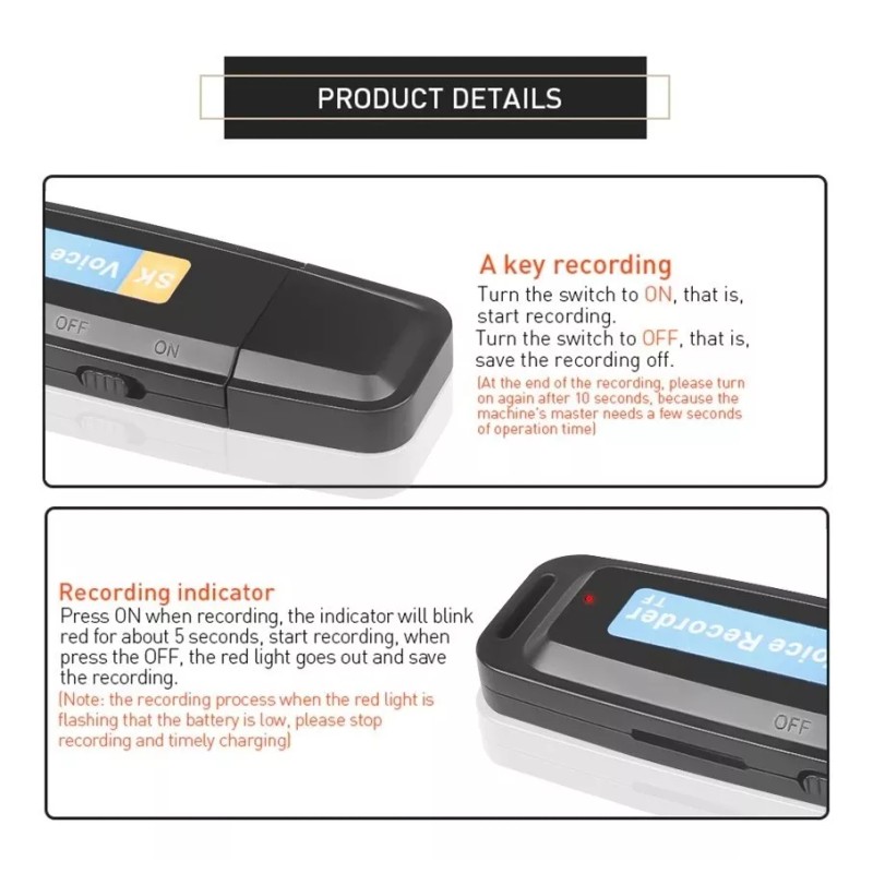 SK Grabadora De Sonido Usb Portátil Multifunción Flash Drive