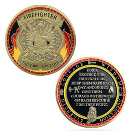 Firefighters Challenge Coin Fireman Rescue Prayer Coin Firefighters Gift