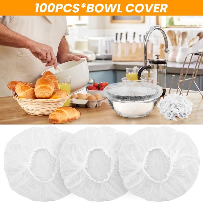 100PCS Bowls Covers and 1pc Dough Scraper for Bread Proofing