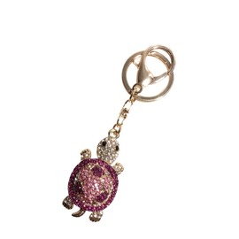 Rigral Turtle Turtle Bag Charm Glitter Key Ring, Pink